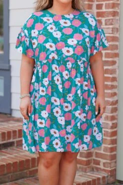 Easy Peasy Babydoll Dress, Teal -Chic Soul Store EaseyPeaseyBabydollDress Teal 2