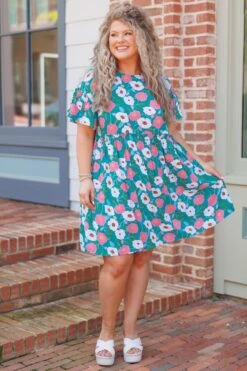Easy Peasy Babydoll Dress, Teal -Chic Soul Store EaseyPeaseyBabydollDress Teal 4