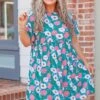 Easy Peasy Babydoll Dress, Teal -Chic Soul Store EaseyPeaseyBabydollDress Teal 5