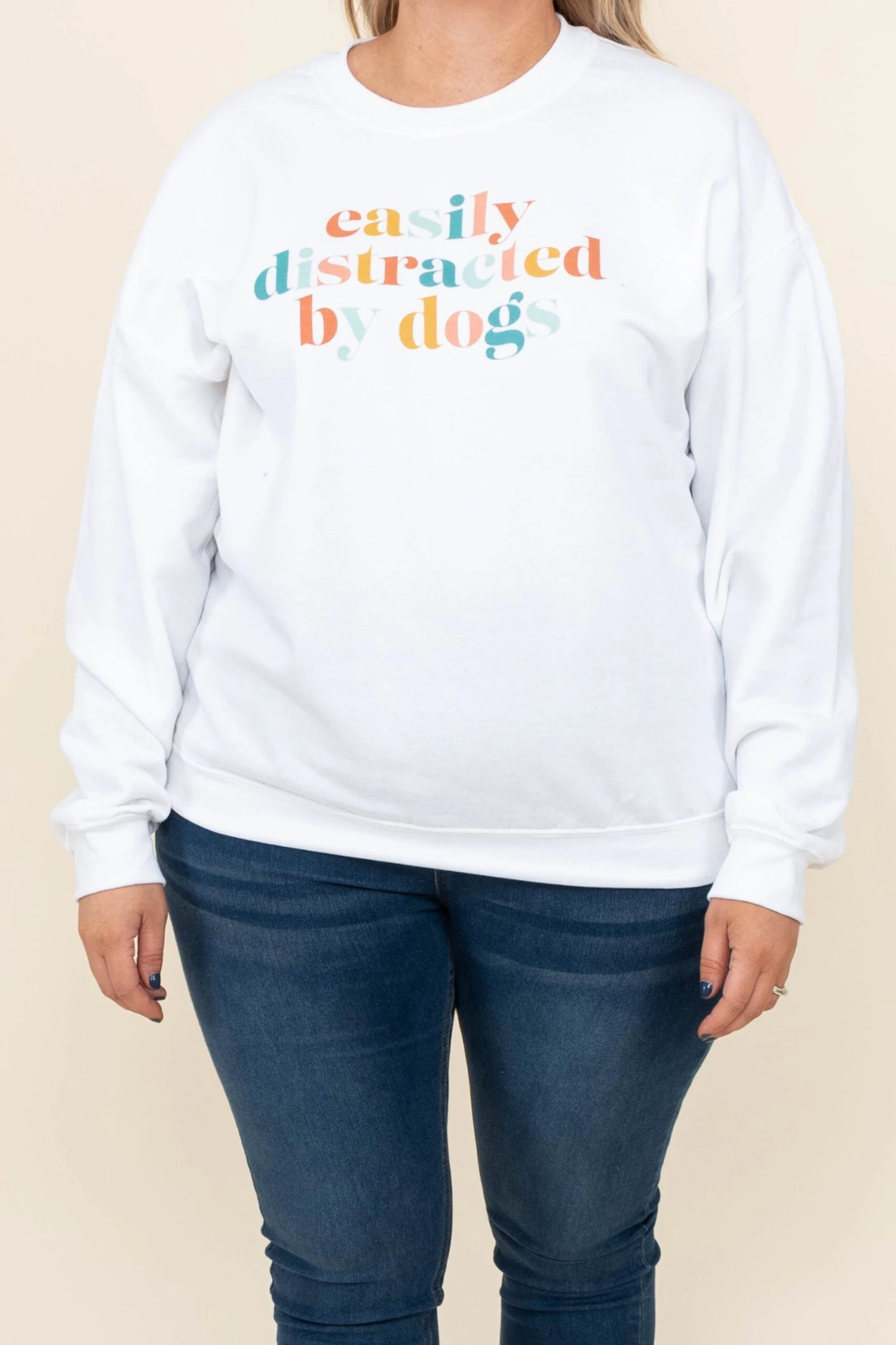 Easily Distracted By Dogs Sweatshirt, White 6 Easily Distracted By Dogs Sweatshirt, White - Image 4