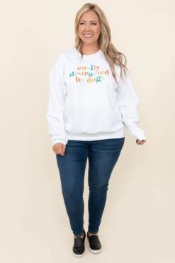 Easily Distracted By Dogs Sweatshirt, White 9 Easily Distracted By Dogs Sweatshirt, White -Chic Soul Store EasilyDistractedByDogsSweatshirt White 2