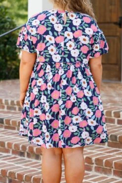 Easy Peasy Babydoll Dress, Navy -Chic Soul Store EasyPeasyBabydollDress Black 5