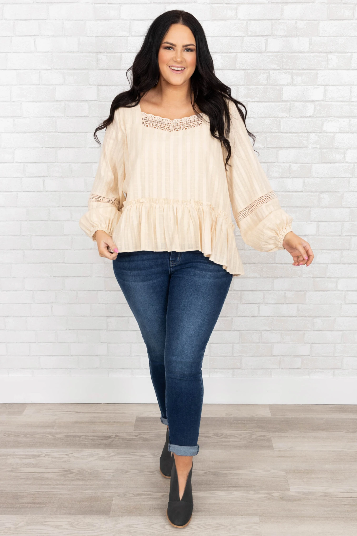 Enchanting Tales Top, Taupe 4 Enchanting Tales Top, Taupe - Image 2