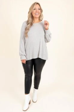 Exploring Cities Top, Heather Grey -Chic Soul Store ExploringCitiesTop HeatherGrey 5078