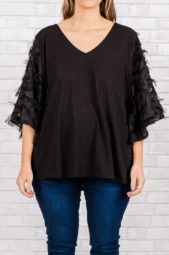 Feathered Delight Top, Black -Chic Soul Store FeatheredDelightTop Black 2