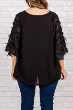 Feathered Delight Top, Black -Chic Soul Store FeatheredDelightTop Black