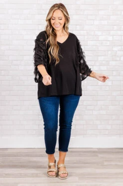 Feathered Delight Top, Black -Chic Soul Store FeatheredDelightTop Black 5