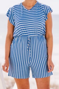 Feelin' Beachy Romper, Denim -Chic Soul Store Feelin BeachyRomper Denim 2