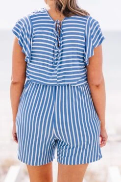 Feelin' Beachy Romper, Denim -Chic Soul Store Feelin BeachyRomper Denim