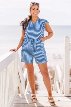 Feelin' Beachy Romper, Denim -Chic Soul Store Feelin BeachyRomper Denim 3