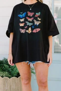Feeling Butterflies Boyfriend Tee, Black 11 Feeling Butterflies Boyfriend Tee, Black -Chic Soul Store FeelingButterfliesBpyfriendTee Black 2