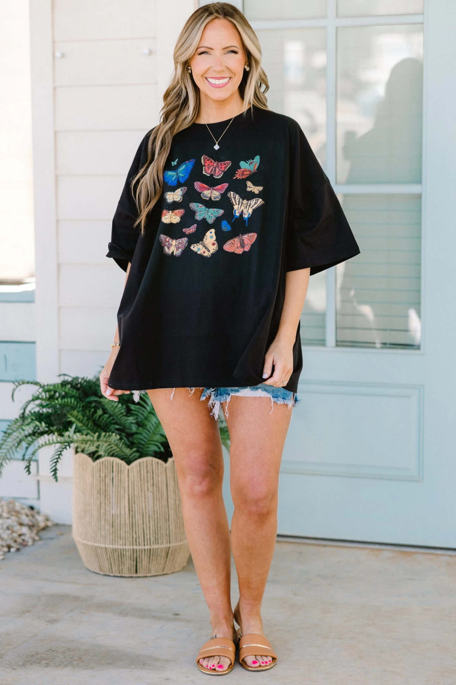 Feeling Butterflies Boyfriend Tee, Black 4 Feeling Butterflies Boyfriend Tee, Black - Image 2
