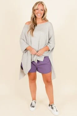 Feeling Motivated Shorts, Lilac Grey 14 Feeling Motivated Shorts, Lilac Grey -Chic Soul Store FeelingMotivatedShorts LilacGrey 1