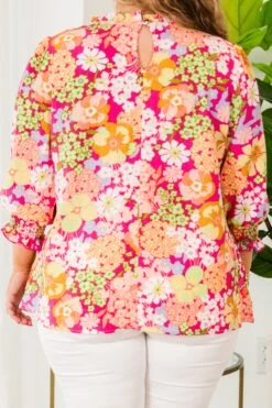 Fight For Floral Top, Fuchsia -Chic Soul Store FightForFloralTop Fuchsia