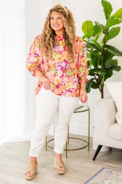 Fight For Floral Top, Fuchsia -Chic Soul Store FightForFloralTop Fuchsia 5