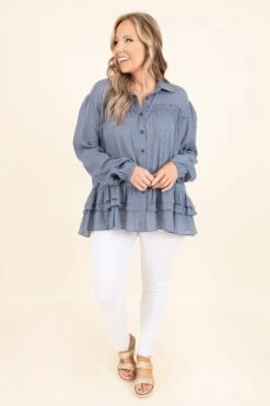 Filled With Memories Top, Blue 10 Filled With Memories Top, Blue -Chic Soul Store FilledWithMemoriesTop Blue 5