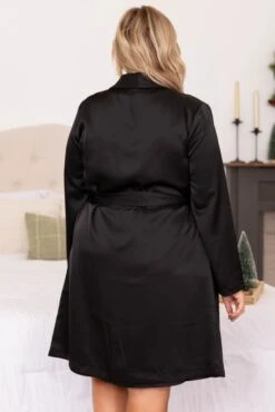 Find Your Inner Beauty Silky Satin Robe, Black -Chic Soul Store FindYourInnerBeautySilkySatinRobe Black 9684
