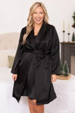 Find Your Inner Beauty Silky Satin Robe, Black