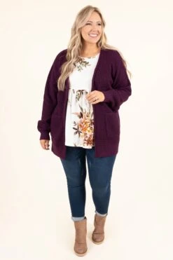 Finding What's A Matter Cardigan, Dark Plum -Chic Soul Store FindingWhat sAMatterCardigan DarkPlum 9573