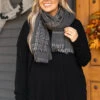 Fireside Kisses Scarf, Charcoal 2 Fireside Kisses Scarf, Charcoal -Chic Soul Store FiresideKissesScarf Charcoal