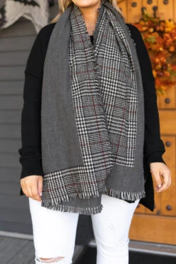 Fireside Kisses Scarf, Charcoal -Chic Soul Store FiresideKissesScarf Charcoal 8215