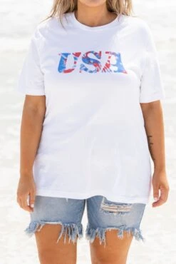 Fireworks In The USA Tee, White -Chic Soul Store FireworksInTheUSATee White 1609