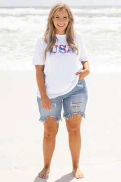 Fireworks In The USA Tee, White -Chic Soul Store FireworksInTheUSATee White 1614