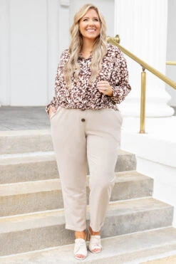 Flawless Feeling Blouse, Mocha -Chic Soul Store FlawlessFeelingBlouse Mocha 2