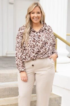 Flawless Feeling Blouse, Mocha