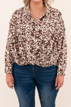 Flawless Feeling Blouse, Mocha -Chic Soul Store FlawlessFeelingBlouse Mocha 3140