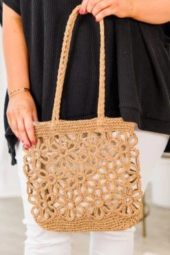 Floral Meadow Handbag, Taupe -Chic Soul Store FloralMeadowHandbag Taupe