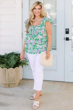 Flower Party Top, Green 11 Flower Party Top, Green -Chic Soul Store FlowerPartyTop Green