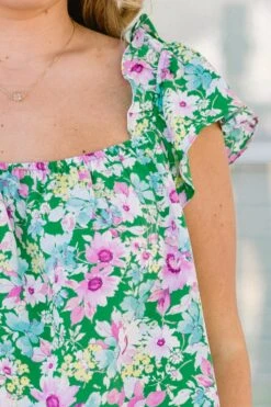 Flower Party Top, Green 12 Flower Party Top, Green -Chic Soul Store FlowerPartyTop Green 5