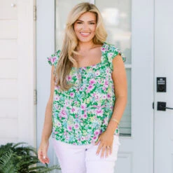 Flower Party Top, Green 15 Flower Party Top, Green -Chic Soul Store FlowerPartyTop Green 7