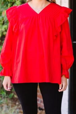 Flutter About Top, Red -Chic Soul Store FlutterAboutTop Red 2