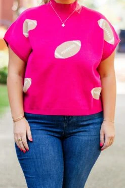 Football Mama Sweater, Pink -Chic Soul Store FootballMamaVest Pink 2
