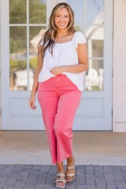 Forever Daydreaming Jeans, Coral -Chic Soul Store ForeverDaydreamingJeans Coral 5