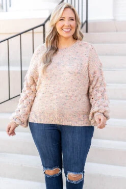 Forever Mine Sweater, Taupe-Pink