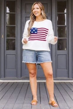 From Sea To Shining Sea Sweater, White -Chic Soul Store FromSeaTopShiningSeaSweater White 5