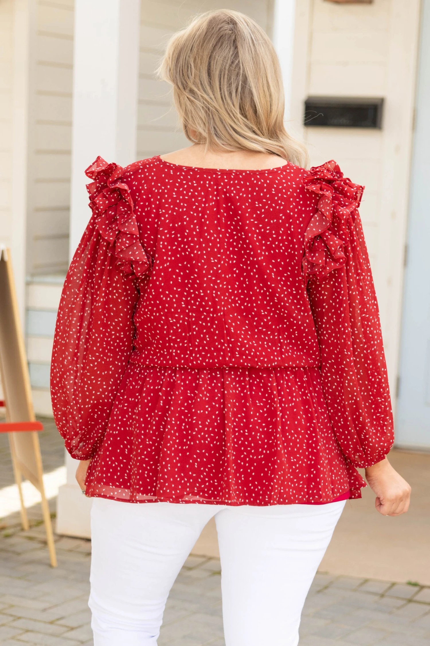 Fun In The Air Tonight Blouse, Red 7 Fun In The Air Tonight Blouse, Red - Image 5