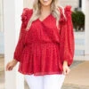 Fun In The Air Tonight Blouse, Red -Chic Soul Store FunInTheAirTonightBlouse Red 9758