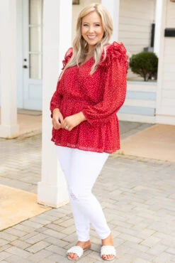 Fun In The Air Tonight Blouse, Red 9 Fun In The Air Tonight Blouse, Red -Chic Soul Store FunInTheAirTonightBlouse Red 9761
