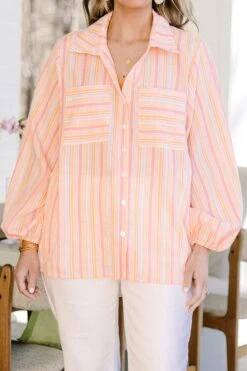 Not So Ordinary Top, Pink 13 Not So Ordinary Top, Pink -Chic Soul Store GardenTimeTop PinkStripe 6