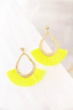 Get Into It Earrings, Neon Yellow