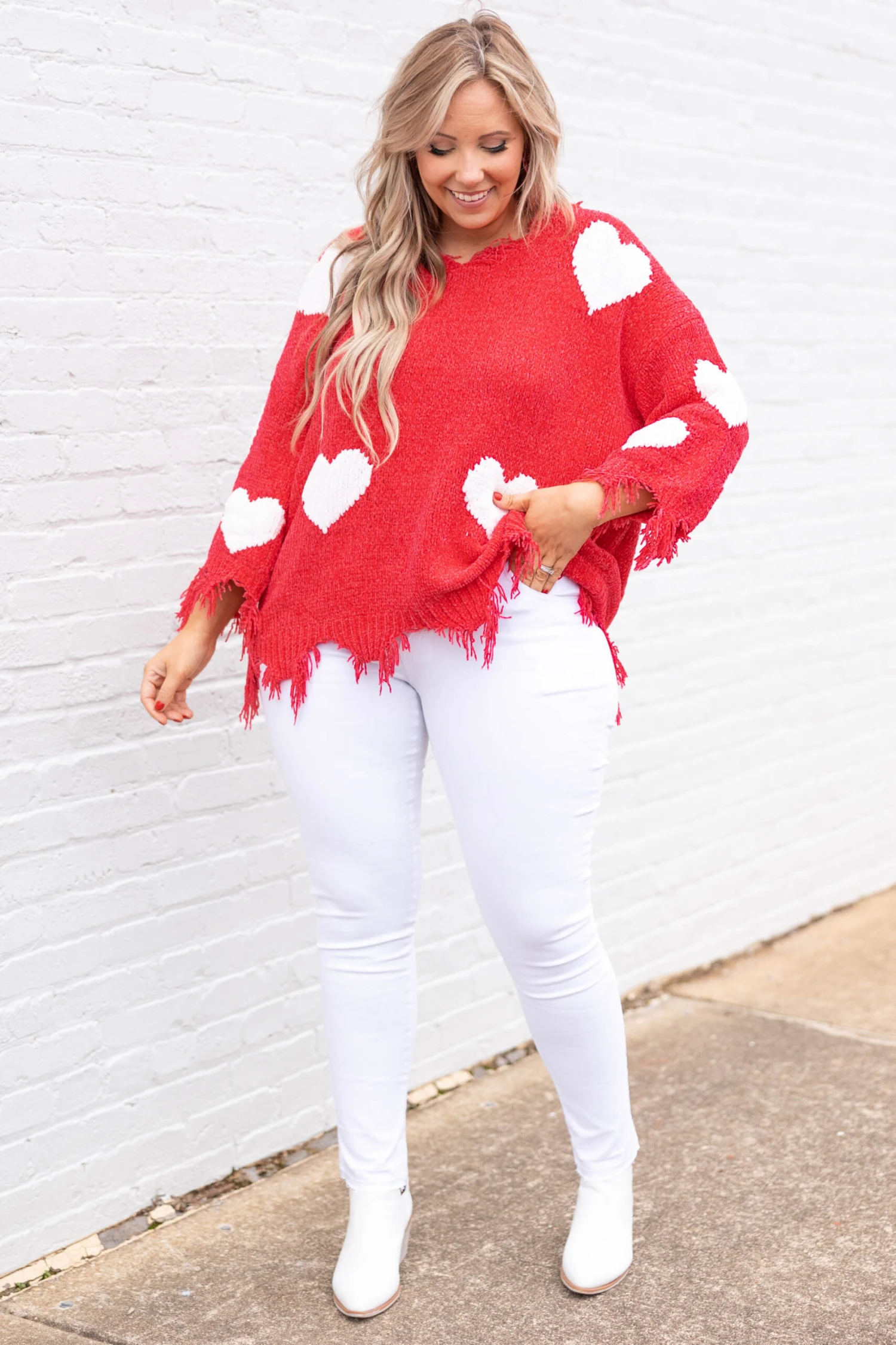 Give Love Sweater, Red 5 Give Love Sweater, Red - Image 3