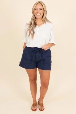 Give You Attitude Shorts, Navy -Chic Soul Store GiveYouAttitudeShorts Navy 2 1
