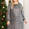 Glitter On The Floor Dress, Black-Silver 2 Glitter On The Floor Dress, Black-Silver -Chic Soul Store GlitterOnTheFloorDress Black Silver 9927