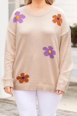 Going Daisy Picking Sweater, Taupe 11 Going Daisy Picking Sweater, Taupe -Chic Soul Store GoingDaisyPickingSweater Taupe 9255