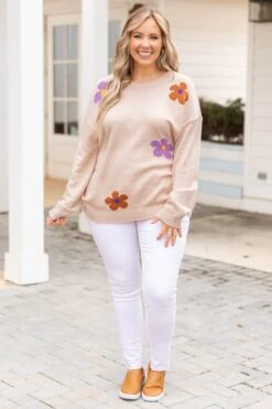 Going Daisy Picking Sweater, Taupe 10 Going Daisy Picking Sweater, Taupe -Chic Soul Store GoingDaisyPickingSweater Taupe 9259