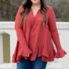 Happier Than Ever Tunic, Brick Red -Chic Soul Store HappierThanEverTunic BrickRed 8107
